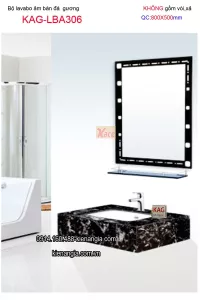 Combo Lavabo sứ âm bàn đá ,gương soi 80x50 KAG-LBA306