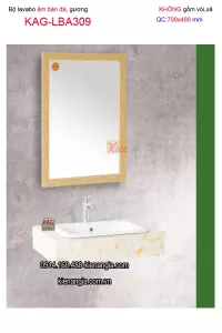 Combo Lavabo sứ âm bàn đá ,gương soi 70x49 KAG-LBA309