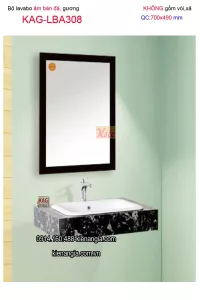 Combo Lavabo sứ âm bàn đá ,gương soi 70x49 KAG-LBA308