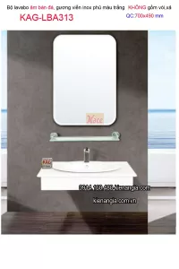 Combo Lavabo sứ âm bàn đá ,gương soi 70x49 KAG-LBA313