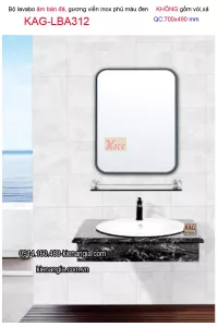 Combo Lavabo sứ âm bàn đá ,gương soi 70x49 KAG-LBA312