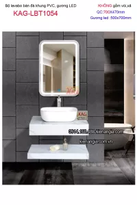 Combo lavabo đặt bàn đá và gương LED cảm ứng 70X47 KAG LBT1054