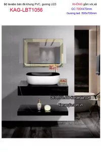 Combo lavabo đặt bàn đá và gương LED cảm ứng 70X47 KAG-LBT1056