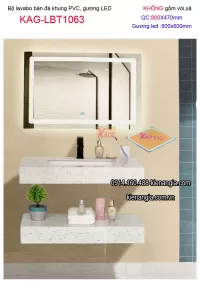 Combo lavabo Âm bàn đá và gương LED cảm ứng  80X47 KAG-LBT1063
