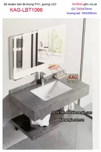 Combo lavabo Âm bàn đá và gương LED cảm ứng 70X47 KAG-LBT1066