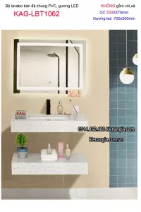 Combo lavabo Âm bàn đá và gương LED cảm ứng  70X47 KAG-LBT1062