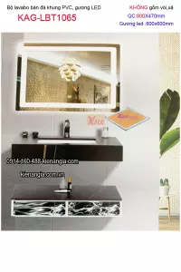 Combo lavabo Âm bàn đá và gương LED cảm ứng  80X47 KAG-LBT1065