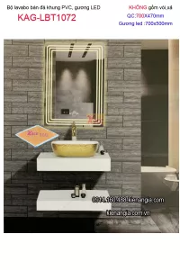 Combo lavabo đặt bàn đá và gương LED cảm ứng 70X47 KAG-LBT1072
