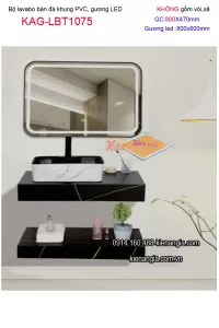 Combo lavabo đặt bàn đá và gương LED cảm ứng  80X47 KAG-LBT1075