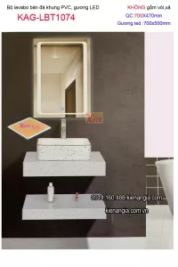 Combo lavabo đặt bàn đá và gương LED cảm ứng 70X47 KAG-LBT1074