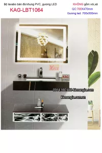 Combo lavabo Âm bàn đá và gương LED cảm ứng  70X47 KAG-LBT1064
