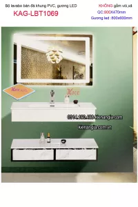Combo lavabo Âm bàn đá và gương LED cảm ứng  80X47 KAG-LBT1069