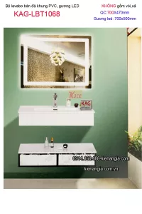 Combo lavabo Âm bàn đá và gương LED cảm ứng 70X47 KAG-LBT1068