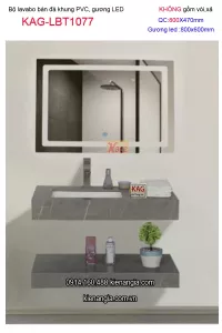 Combo lavabo Âm bàn đá và gương LED cảm ứng 80X47 KAG-LBT1077