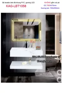 Combo lavabo Âm bàn đá và gương LED cảm ứng  70X47 KAG-LBT1058