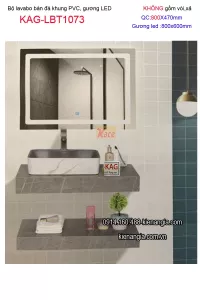 Combo lavabo đặt bàn đá và gương LED cảm ứng 80X47 KAG-LBT1073