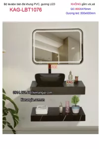 Combo lavabo đặt bàn đá và gương LED cảm ứng 80X47 KAG-LBT1076