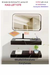 Combo lavabo đặt bàn đá và gương LED cảm ứng  80X47 KAG-LBT1078