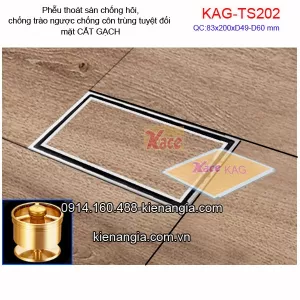 Thoát sàn MẶT CẮT GẠCH  83x200mmXD49-60 chống hôi tuyệt đối KAG-TS202
