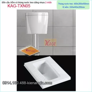 Bộ bồn cầu xí xổm thùng nước treo 2 NHẤN KAG-TXN05