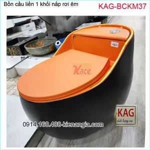 Bồn cầu 1 khối  quả trứng màu cam đen KAG-BCKM37