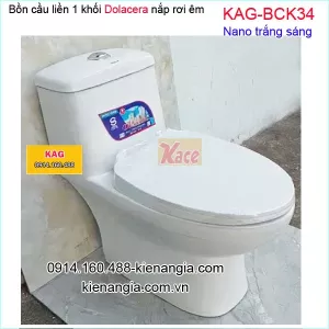 Bồn cầu một khối Dolacera 2 NHẤN nắp rơi êm  KAG-BCK34