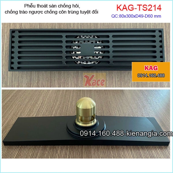 Thoát sàn Sọc dài ĐEN cao cấp 8x30xD49-60 chống hôi KAG-TS214