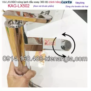 Vòi lavabo nóng lạnh cao cấp đầu xoay 360 độ Luxta KAG-LX502 BM2026