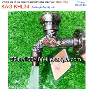 Vòi lạnh gắn tường chạm rồng Đồng cổ điển KAG-KHL34