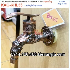 Vòi lạnh gắn tường chạm rồng Đồng cổ điển KAG-KHL35