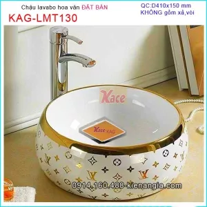 Chậu lavabo  Đặt bàn tròn hoa văn KAG-LMT130