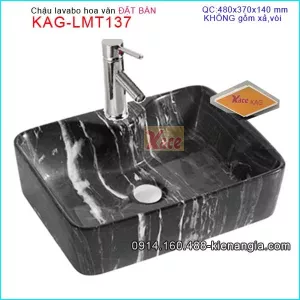 Chậu lavabo Đặt bàn vuông vân đá đen KAG-LMT137