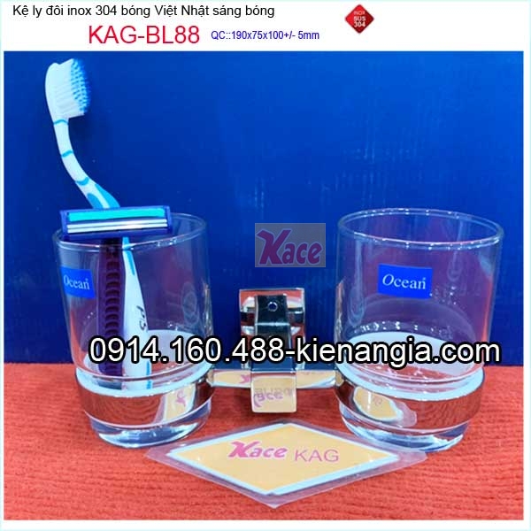 Kệ ly đôi inox Việt Nhật cao cấp KAG-BL88