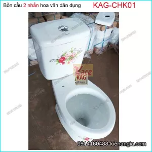 Bồn cầu 2 nhấn hoa văn xinh xắn KAG-CHK01