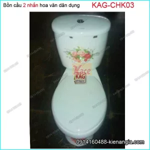 Bồn cầu 2 nhấn hoa văn xinh xắn KAG-CHK03