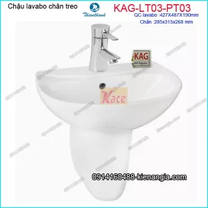 Chậu lavabo chân treo Thiên Thanh KAG-LT03-PT03