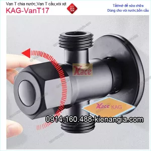 Van T chia nước inox sus304 màu đen KAG-VanT17