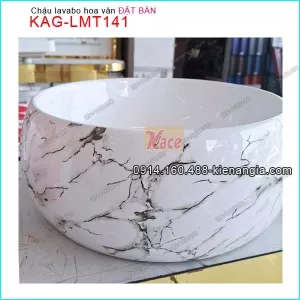 Chậu lavabo tròn vân khói đen KAG-LMT141