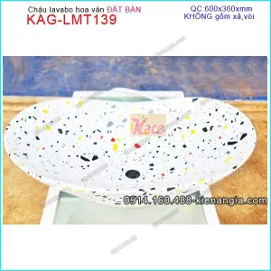 Chậu lavabo oval họa tiết ngẫu nhiên 60x36 cmKAG-LMT139