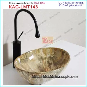 Chậu lavabo oval vân đá 41x33 cm đặt bàn KAG-LMT143