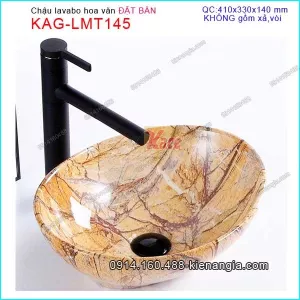 Chậu lavabo oval vân đá 41x33 cm đặt bàn KAG-LMT145