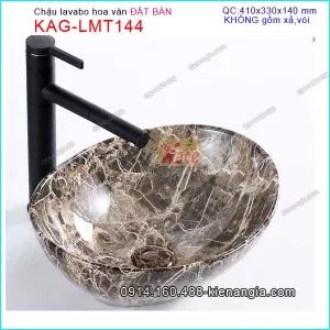Chậu lavabo oval vân đá 41x33 cm đặt bàn KAG-LMT144