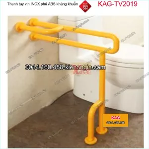 Thanh tay vịn bồn cầu inox bọc nhựa ABS kháng khuẩn KAG-TTV2019