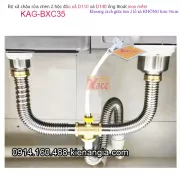 Bộ xả chậu rửa chén ống inox mềm 1 hộc lớn D140,1 hộc D110 KAG-BXC35