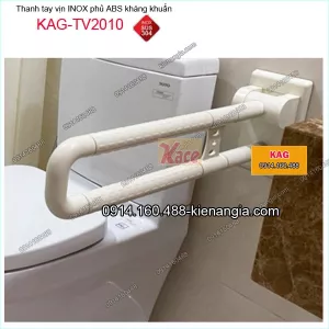 Tay vịn bồn cầu inox phủ nhựa PVC kháng khuẩn màu trắng KAG-TTV2010