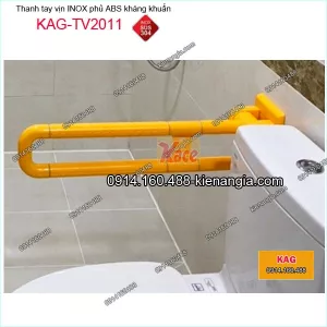Tay vịn bồn cầu inox phủ nhựa PVC kháng khuẩn màu vàng KAG-TTV2011