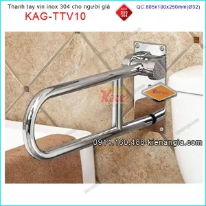 Thanh tay vịn Bàn cầu inox an toàn người già KAG-TTV10