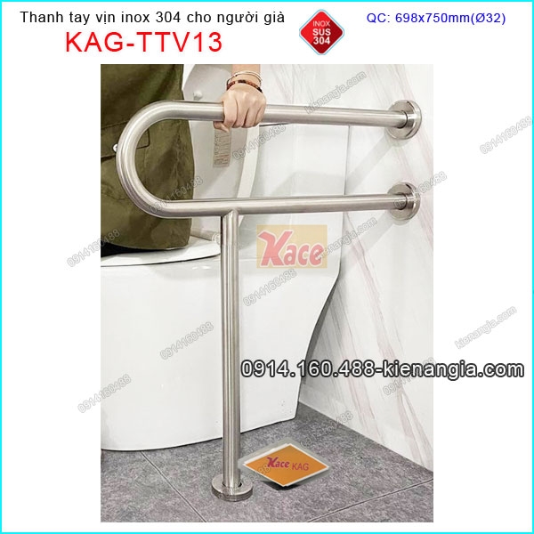 Thanh tay vịn bồn cầu inox an toàn người già KAG-TTV13