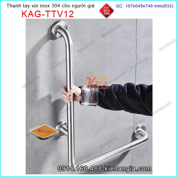 Thanh tay vịn inox chữ L an toàn người già KAG-TTV12
