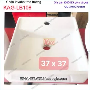 Chậu lavabo vuông 2 trong 1 treo tường hay đặt bàn 37x37 cm KAG-LB108